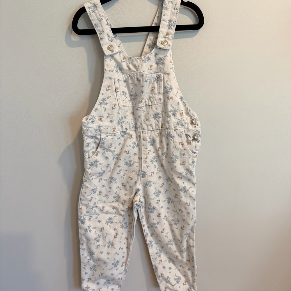 Zara Floral Cream Kids Overalls